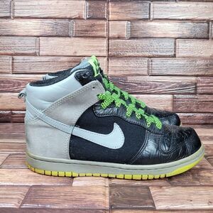 Nike Dunk High Premium Black Gray Volt Sneakers 317814-001 Mens Size 7